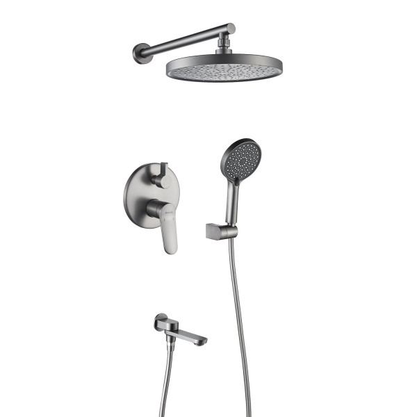 Душевая система встраиваемая Shevanik S4335T, оружейная сталь. Фото 1