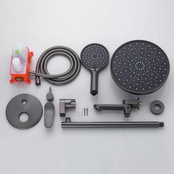 Душевая система встраиваемая Shevanik S4335T, оружейная сталь. Фото 3