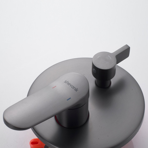 Душевая система встраиваемая Shevanik S4335T, оружейная сталь. Фото 4