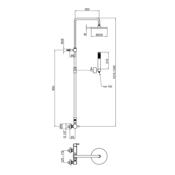 Душевая система Webert Azeta AZ870105015PVC, хром. Фото 2