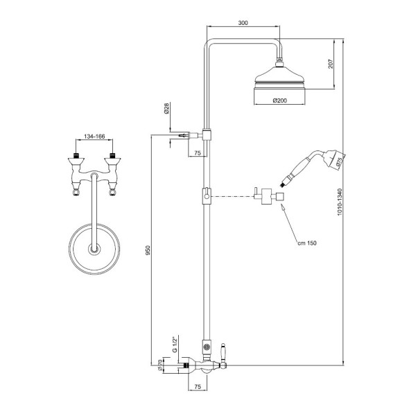 Душевая система Webert Dorian DO760405015, хром. Фото 2
