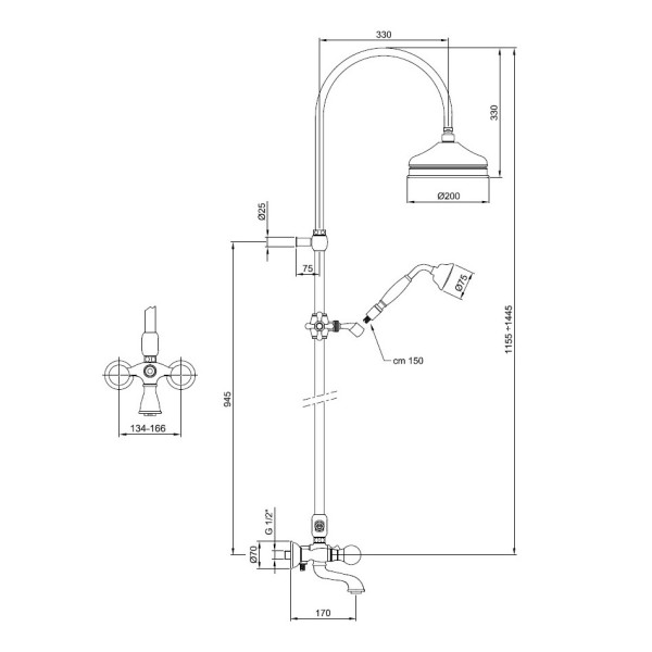 Душевая система Webert Karenina KA721208065, бронза. Фото 2