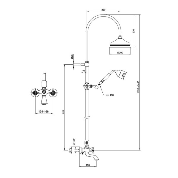 Душевая система Webert Ottocento OT721208065, бронза. Фото 2