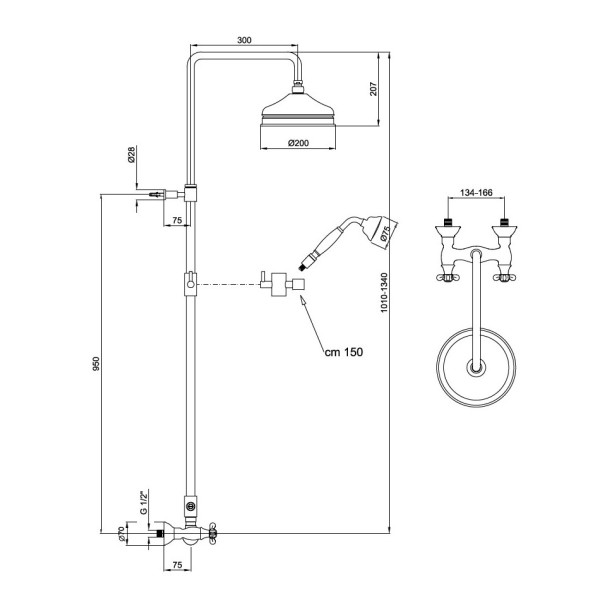 Душевая система Webert Ottocento OT760405015, хром. Фото 2
