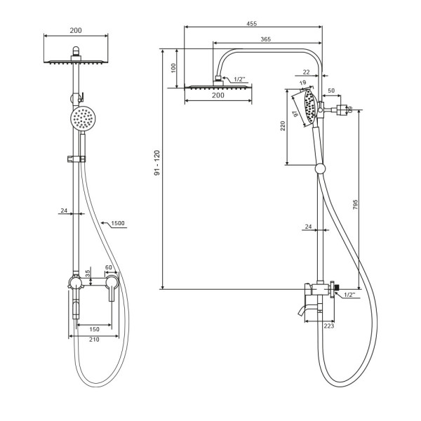 Душевая система WesnaArt EKO EKO05-314, сатин. Фото 2
