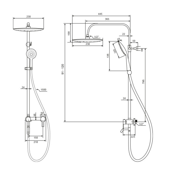 Душевая система WesnaArt EKO EKO05-314Black, черный. Фото 2