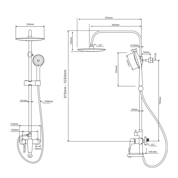 Душевая система WesnaArt NOVA NOV03-314Black, черный. Фото 2