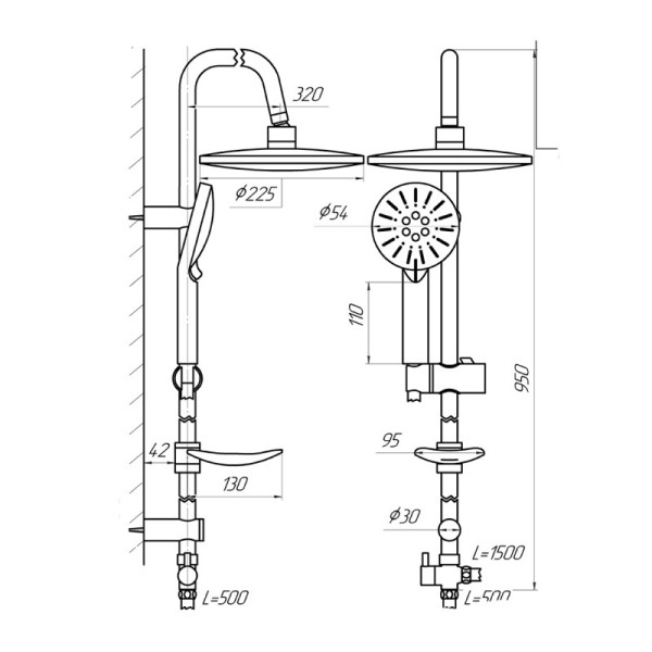 Душевая стойка Сантаком stOmega 1004, хром. Фото 2