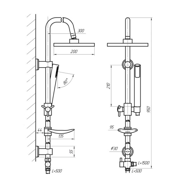 Душевая стойка Сантаком stOmega 1006, хром. Фото 2
