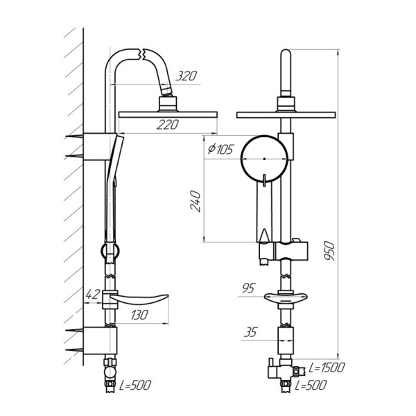Душевая стойка Сантаком stOmega 1010, хром. Фото 2