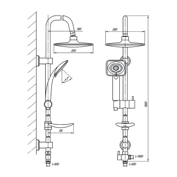 Душевая стойка Сантаком stOmega 1701, хром. Фото 2