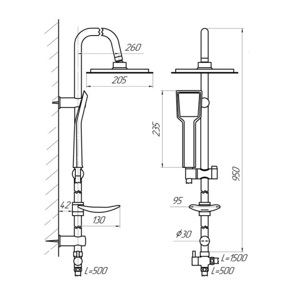 Душевая стойка Сантаком stOmega 1702, хром. Фото 2