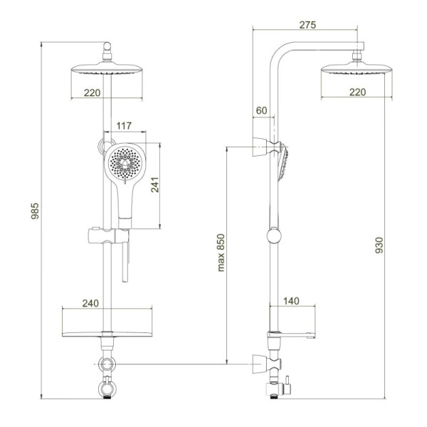 Душевая стойка Сантаком stOmega 1742, хром. Фото 2