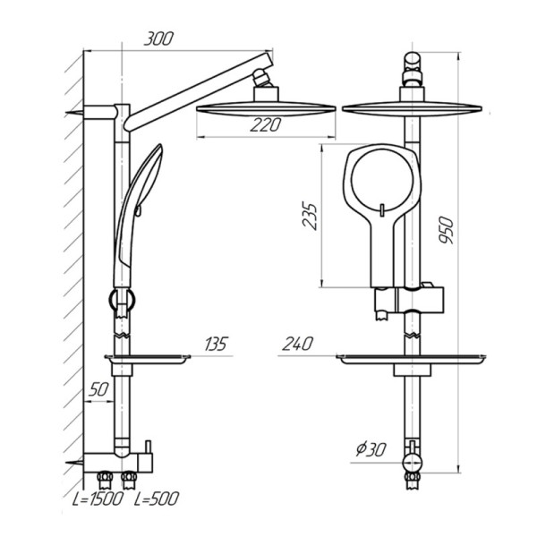 Душевая стойка Сантаком stOmega 1787, хром. Фото 2