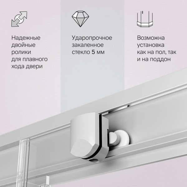 Душевое ограждение 100х80 см,без поддона. Фото 6