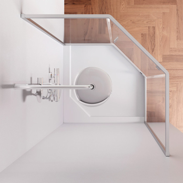 Душевое ограждение 90x90 см, пятиугольное, без поддона. Фото 3