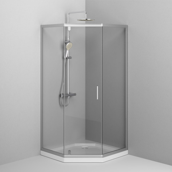 Душевое ограждение 90x90 см, пятиугольное, без поддона. Фото 4