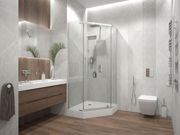 Душевое ограждение Erlit ER10109V-C1 (900x900x2000) пятиугольное, прозрачное. Фото 1