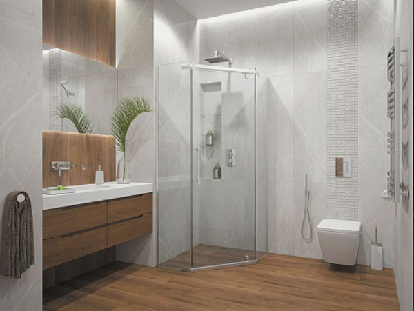 Душевое ограждение Erlit ER10109V-C1 (900x900x2000) пятиугольное, прозрачное. Фото 2