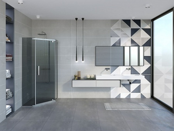 Душевое ограждение Erlit ER10109V-C4 (900x900x2000) пятиугольное, тонированное. Фото 1