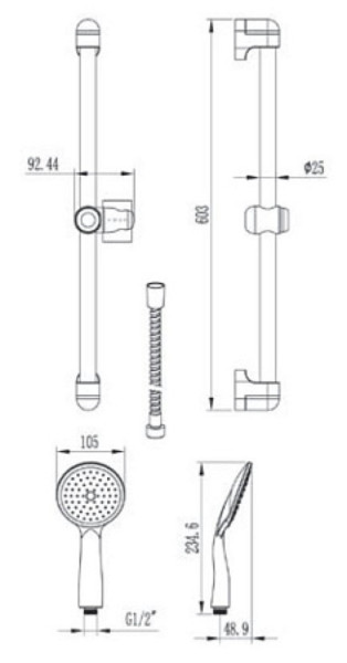 Душевой гарнитур арт. VSS851, VODA. Фото 2