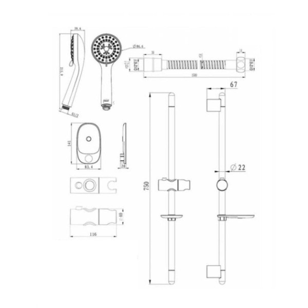 Душевой гарнитур Bravat Eco D152CP-1A-RUS, хром. Фото 2