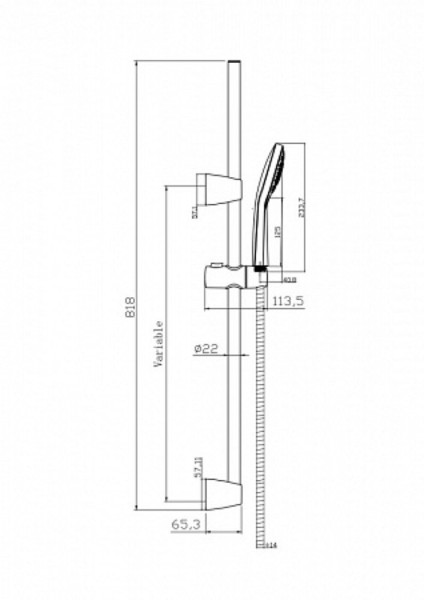 Душевой гарнитур Cersanit NENO (стойка) 3 режима шланг 200 PVC, черный. Фото 4