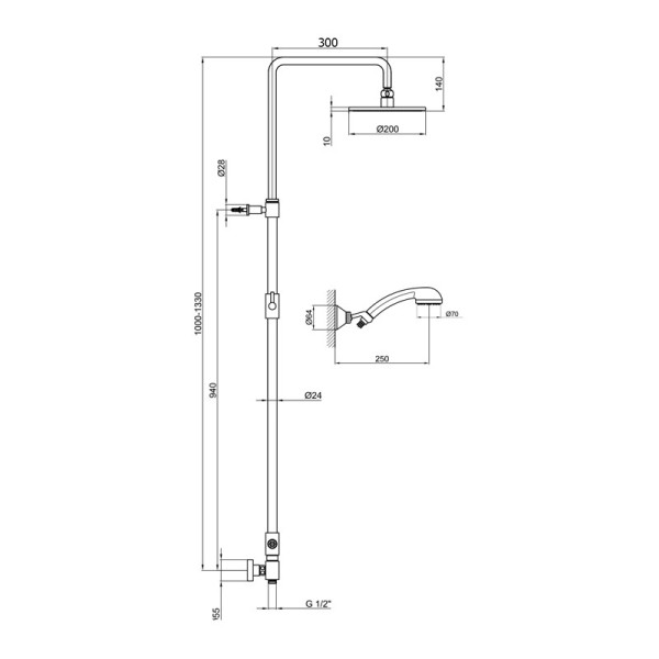 Душевой гарнитур Webert Shower Set AC0729015PVC, хром. Фото 2
