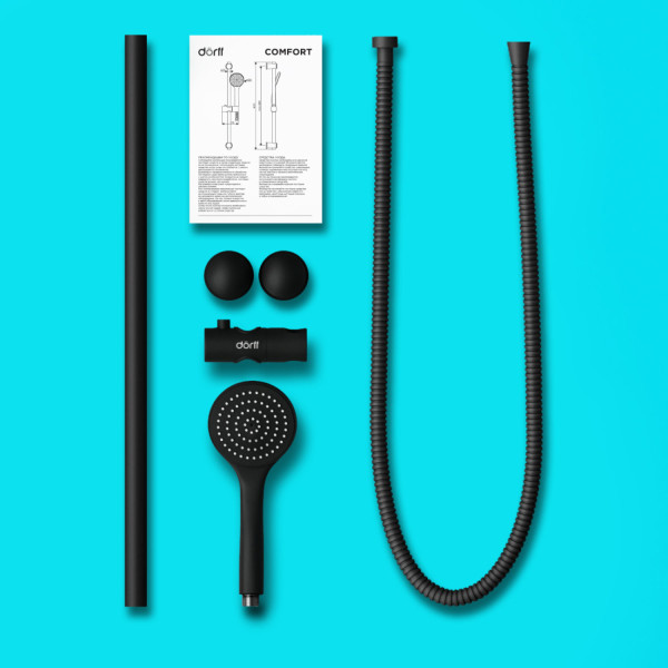 Душевой комплект, черный. Фото 4