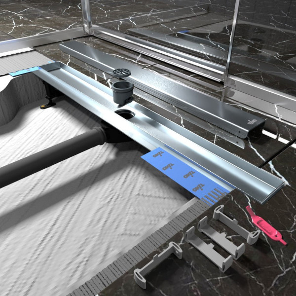 Душевой лоток (двухсторонняя решетка) TIMO Drain Protect DP20700-PG20700, сатин. Фото 5