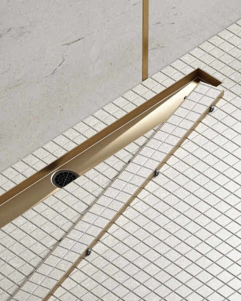 Душевой лоток (двухсторонняя решетка) TIMO Drain System DS230208/17, матовое золото. Фото 3