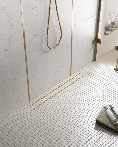 Душевой лоток (двухсторонняя решетка) TIMO Drain System DS230208/17, матовое золото. Фото 4