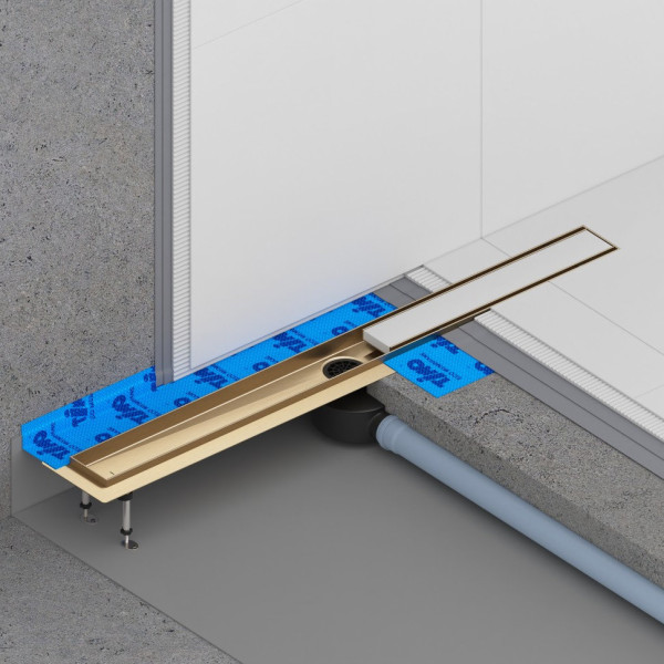 Душевой лоток (двухсторонняя решетка) TIMO Drain System DS230208/17, матовое золото. Фото 5