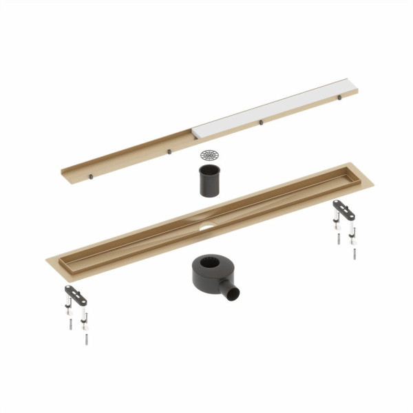 Душевой лоток (двухсторонняя решетка) TIMO Drain System DS230209/17, матовое золото. Фото 1