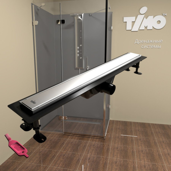 Душевой лоток (двухсторонняя решетка) TIMO Super Plast SP10700-PG10700, сатин. Фото 3