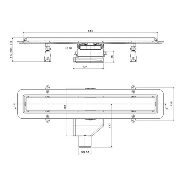 Душевой лоток POINT Деметра сталь черная 650 арт PN50365B. Фото 2