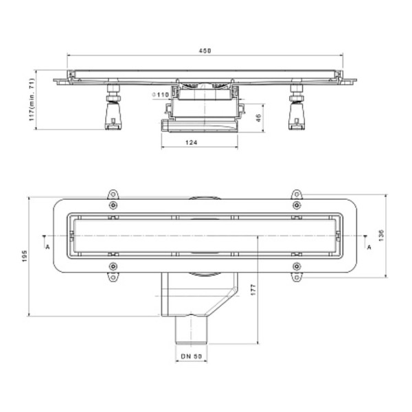 Душевой лоток POINT Деметра стекло черное 450 арт PN50445GLB. Фото 2