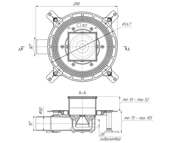 Душевой трап Bronze de Luxe 21975-5602, бронза. Фото 2