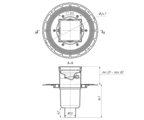Душевой трап Bronze de Luxe 21975-5902, бронза. Фото 2