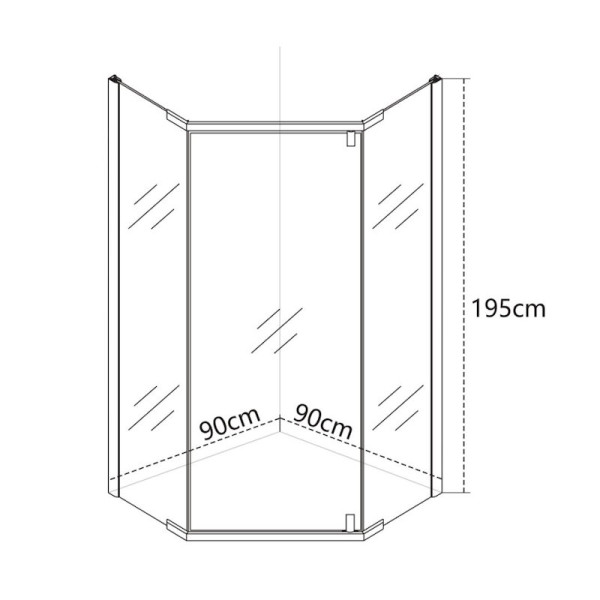 Душевой уголок OLIVE S VIAR 5-тиугольный 90х90х195, хром. Фото 2