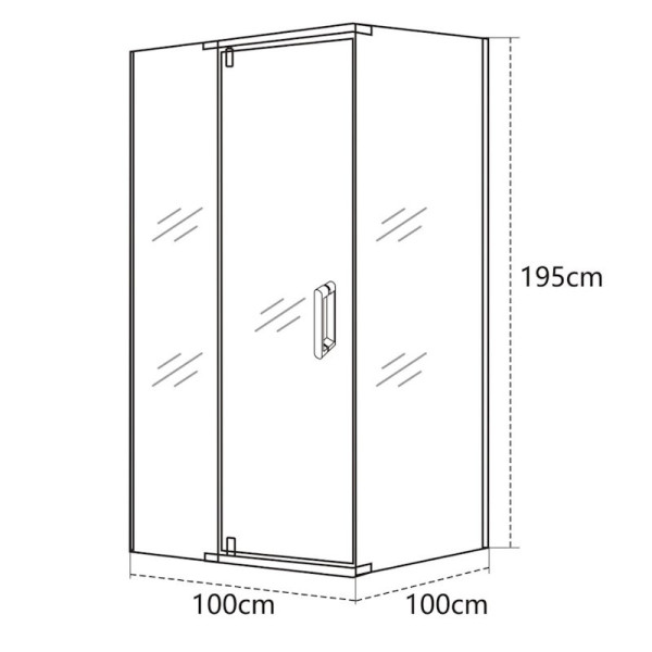 Душевой уголок OLIVE S VIAR квадратный 100х100х195, хром. Фото 2