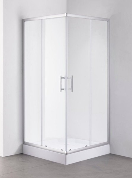 Душевой уголок с поддонном OLIVE S MINO квадрат прозрачное стекло 90х90х192.5, хром. Фото 1