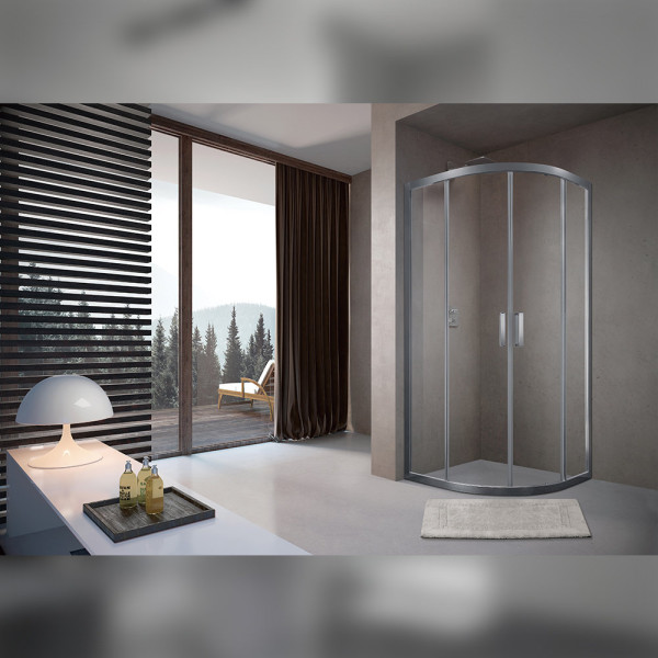 Душевой уголок Terminus Соренто четверть круга 100х100х200, хром. Фото 1