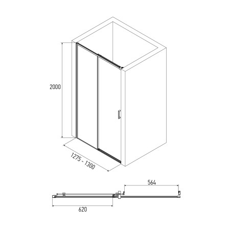 Дверь в нишу Alex Baitler AB61С130 (1300х2000) прозрачное, двери раздвижные. Фото 3