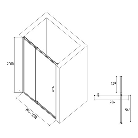 Дверь в нишу ALEX BAITLER™ AB78С100 (1000х2000) матовое,двери распашные,профиль сатин. Фото 3