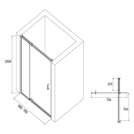 Дверь в нишу ALEX BAITLER™ AB78С90 (900х2000) матовое,двери распашные,профиль сатин. Фото 3