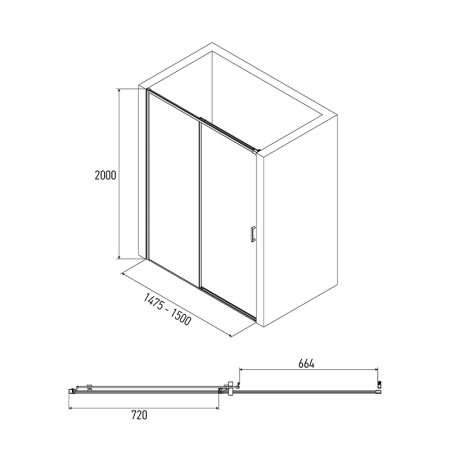 Дверь в нишу Alex Baitler АВ61С150 (1500х2000) прозрачное, двери раздвижные. Фото 3