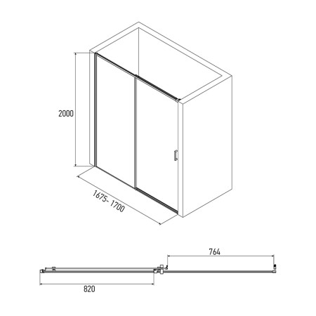 Дверь в нишу Alex Baitler АВ61С170 (1700х2000) прозрачное, двери раздвижные. Фото 3
