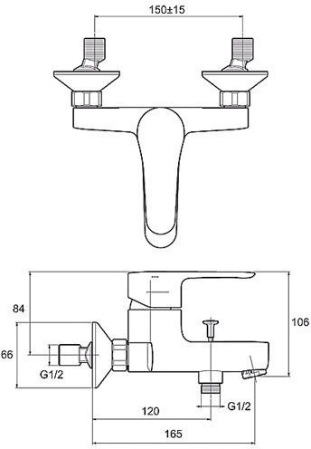 E16033-4-CP JULY cмеситель для ванны. Фото 2
