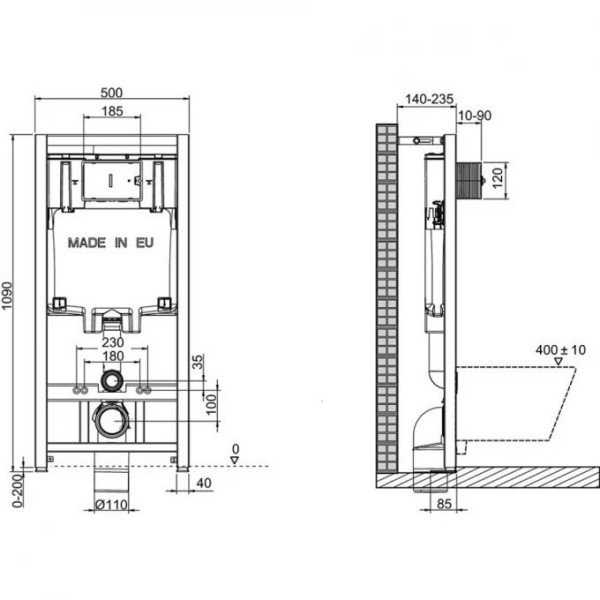 E21751RU-00 Унитаз c инсталляцией Jacob Delafon Rodin+, сиденье тонкое микролифт, клавиша хром (E29025+E4316+EDY102+E23280). Фото 5